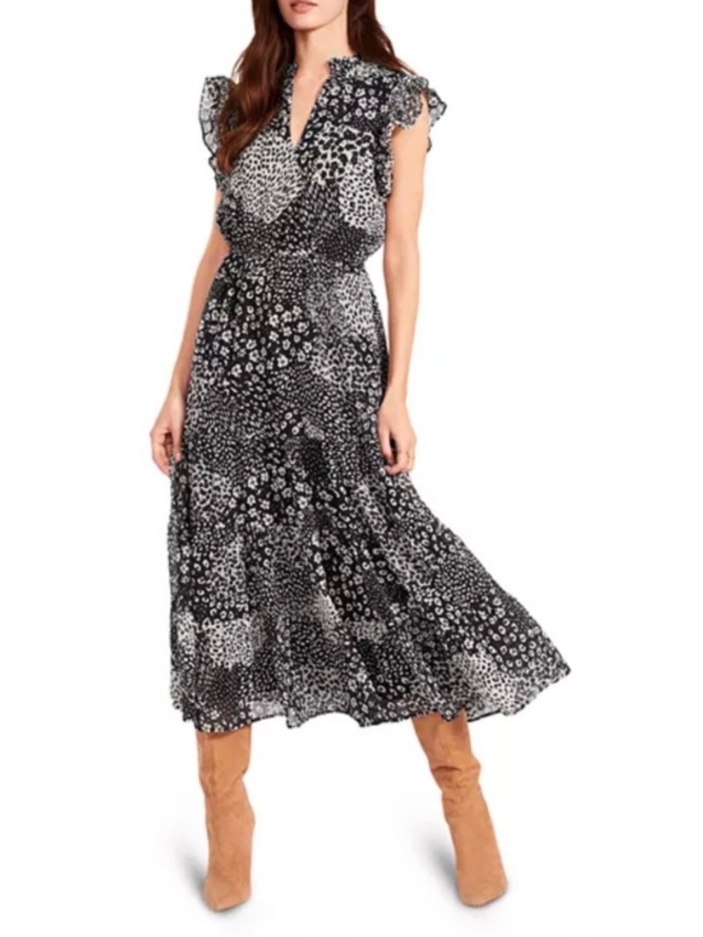BB Dakota Black & White Printed Dress